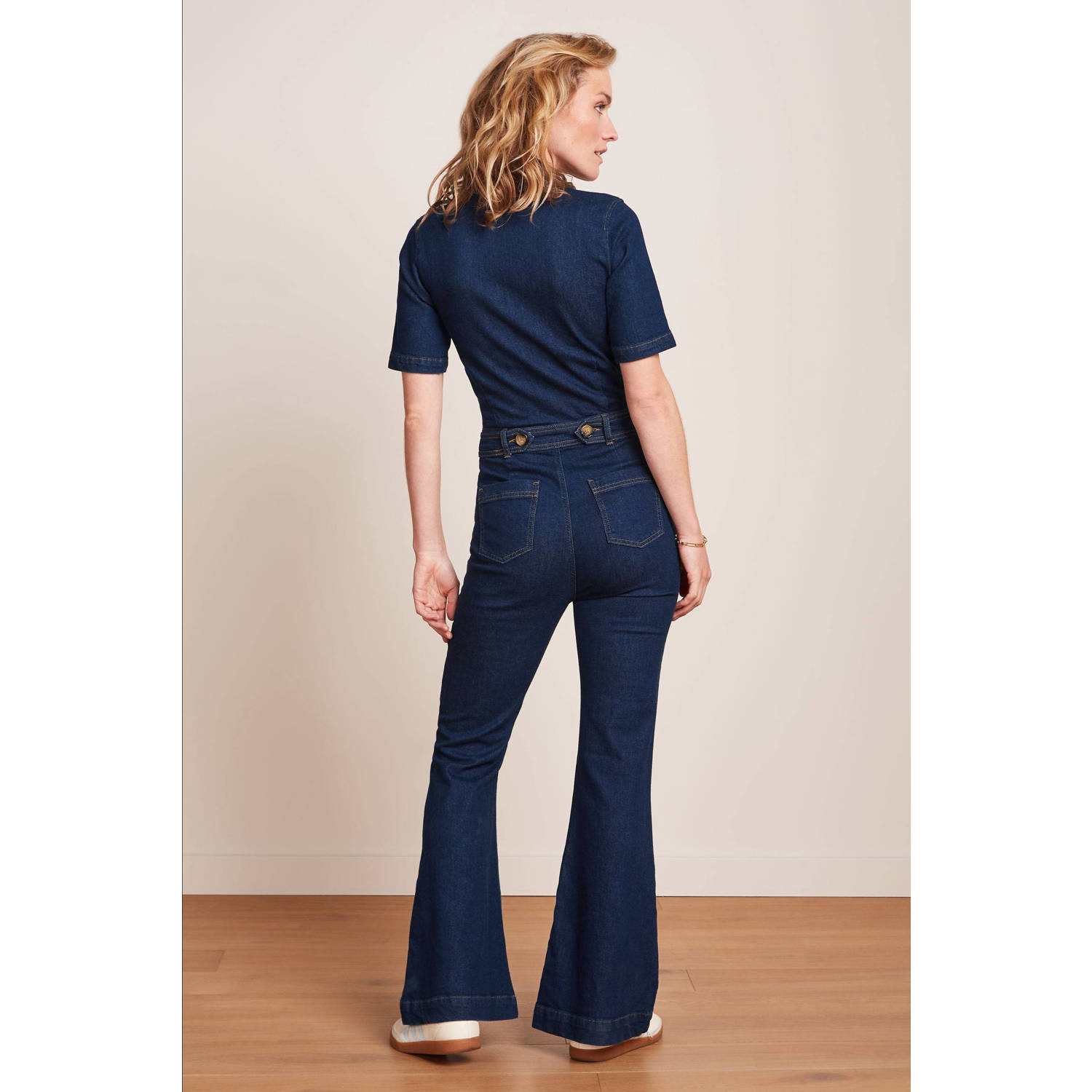 King Louie denim flared jumpsuit dark blue denim