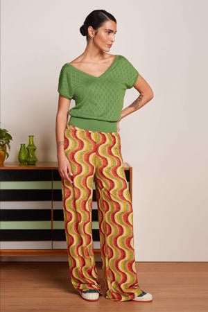 wide leg regular waist broek multi met glitter