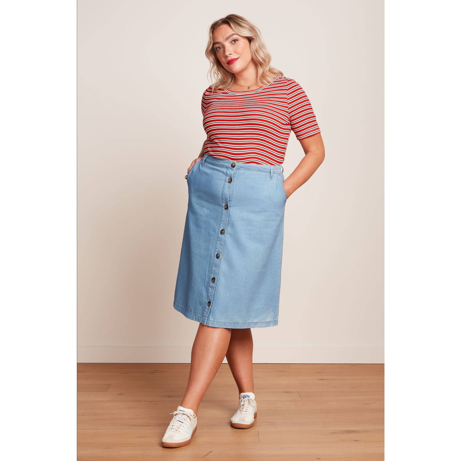 King Louie spijkerrok light blue denim
