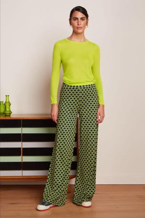 regular waist flared broek donkergroen
