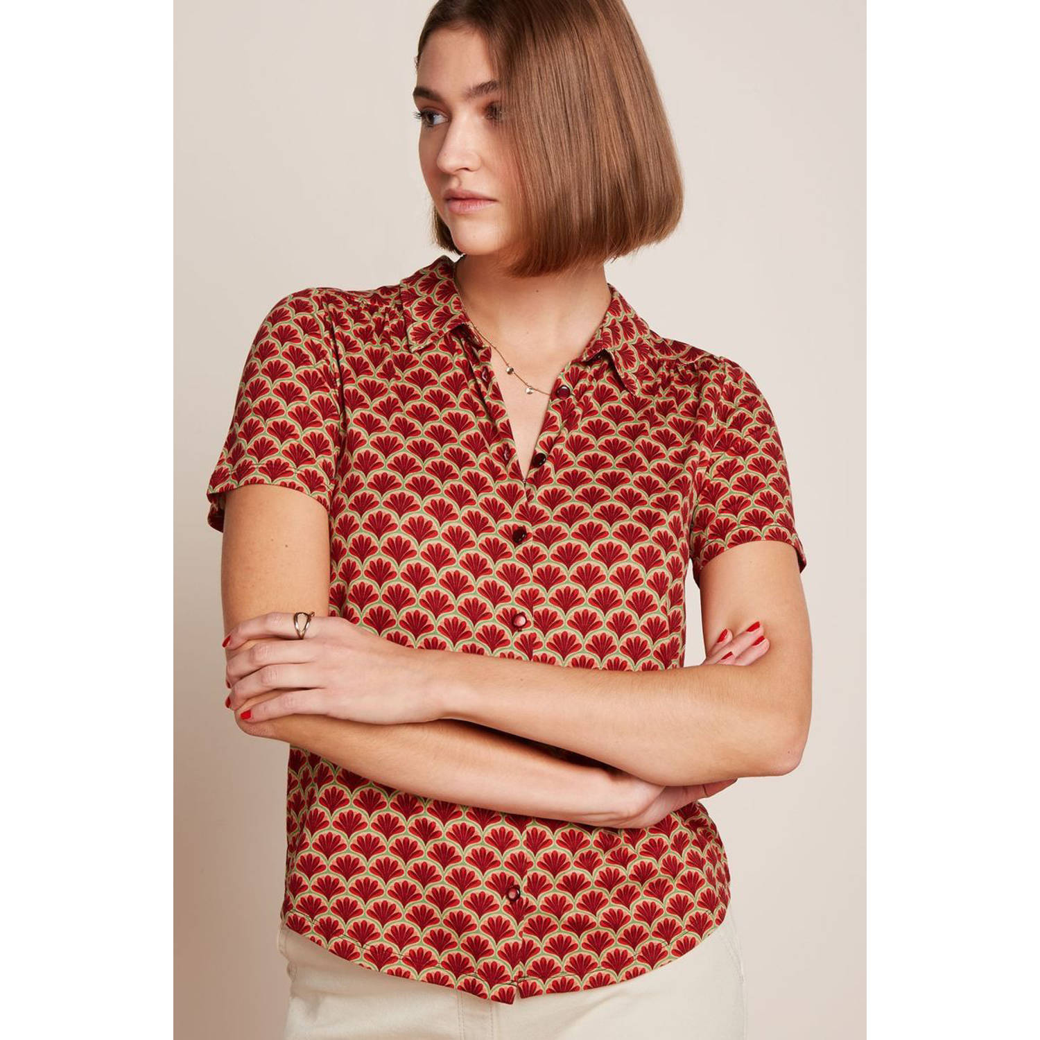 King louie Maisie korte mouw blouse Red Dames