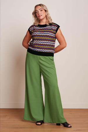 wide leg high waist broek groen
