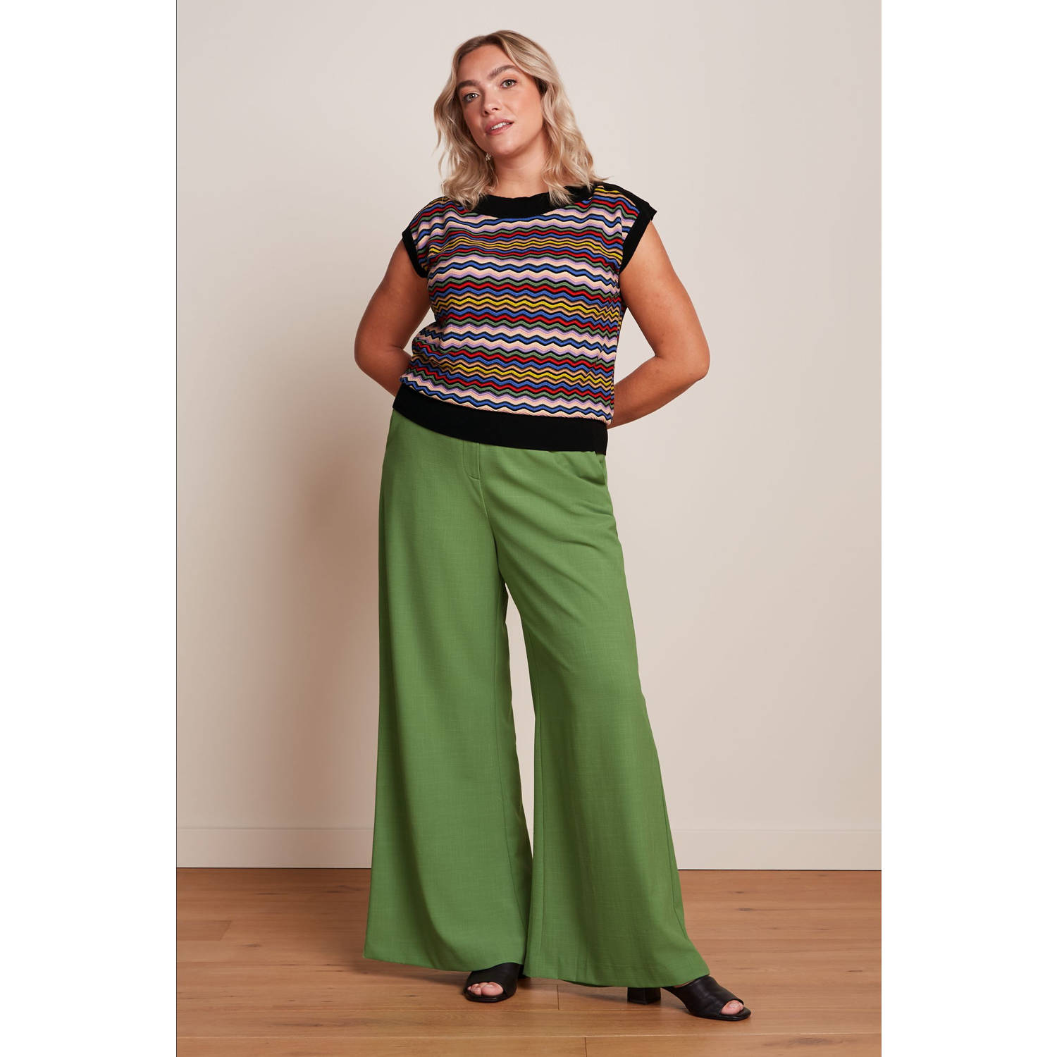 King Louie wide leg high waist broek groen