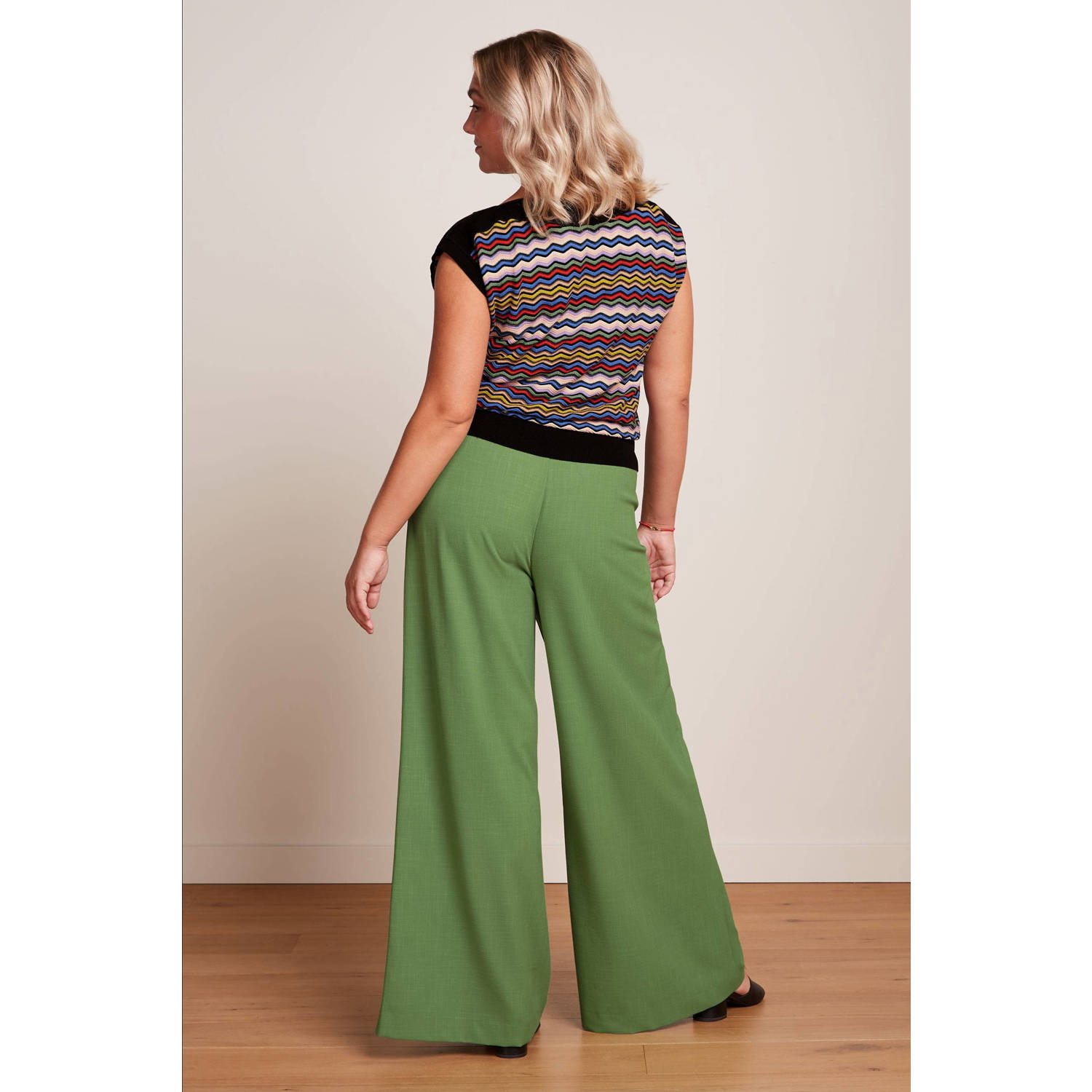 King Louie wide leg high waist broek groen