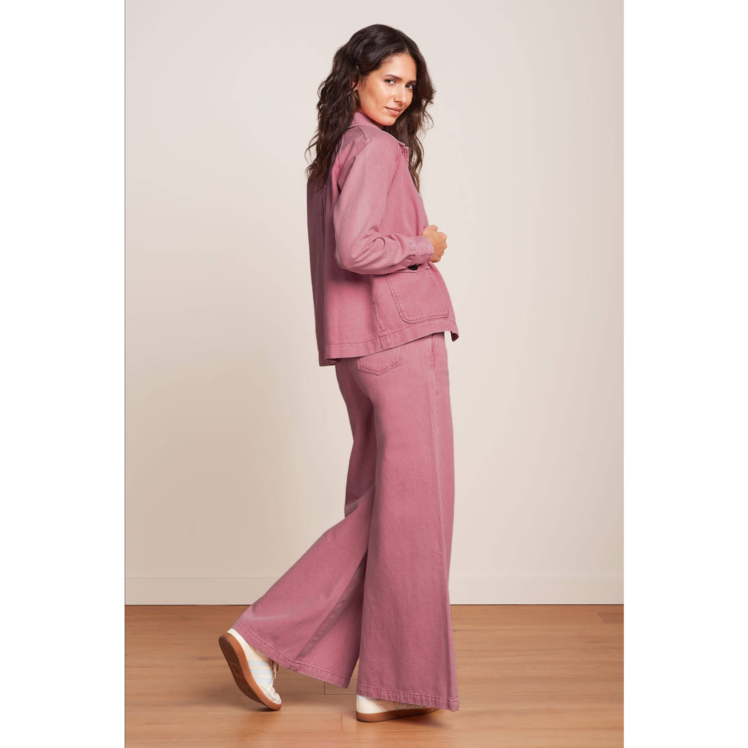 King Louie high waist wide leg jeans roze