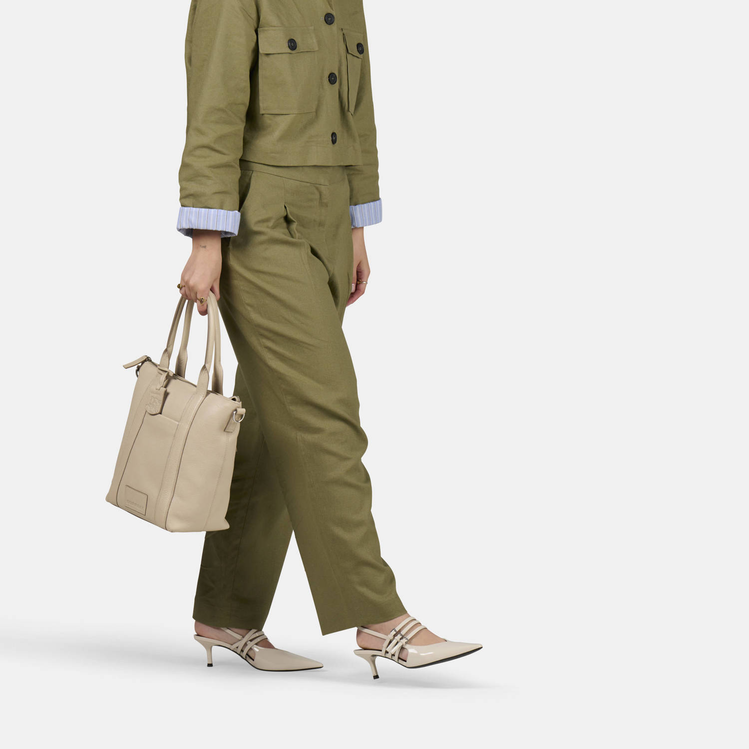 BURKELY leren mini shopper Soft Skylar beige