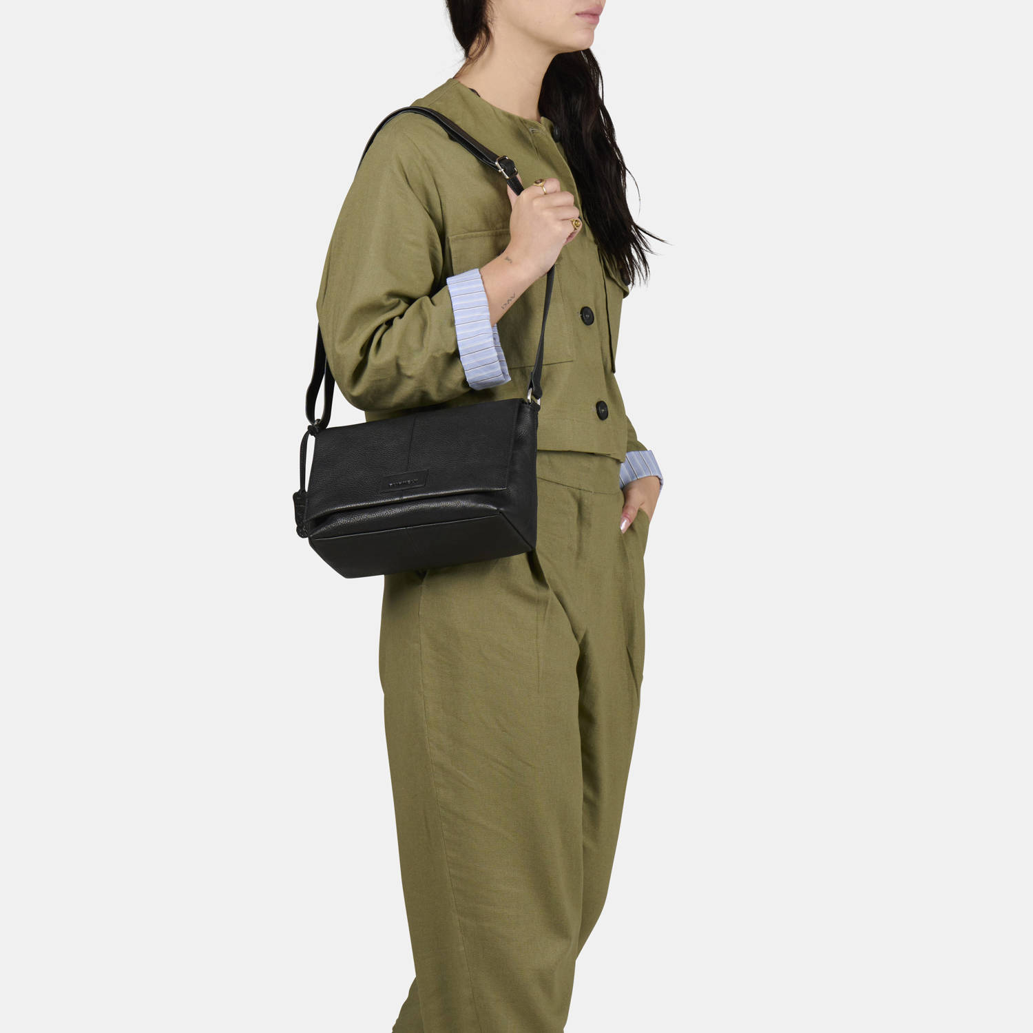 BURKELY leren crossbody tas Soft Skylar zwart