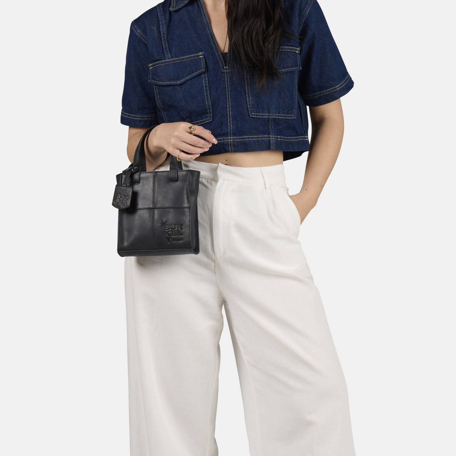 BURKELY leren mini shopper Rogue Robyn zwart