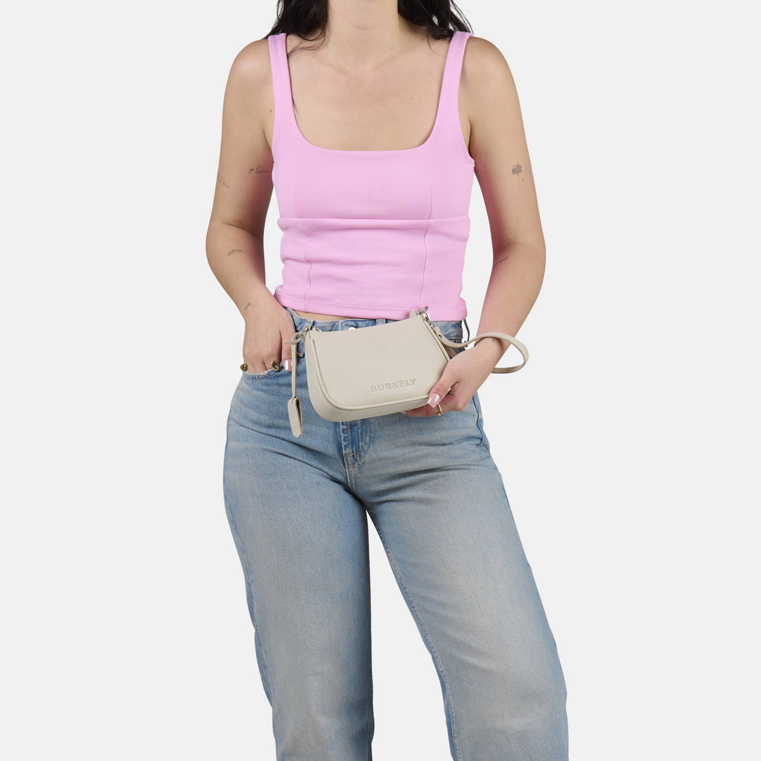 BURKELY leren crossbody tas Always Alyx ecru