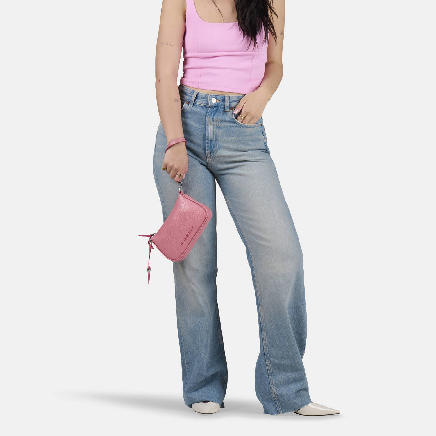 BURKELY leren crossbody tas Always Alyx roze