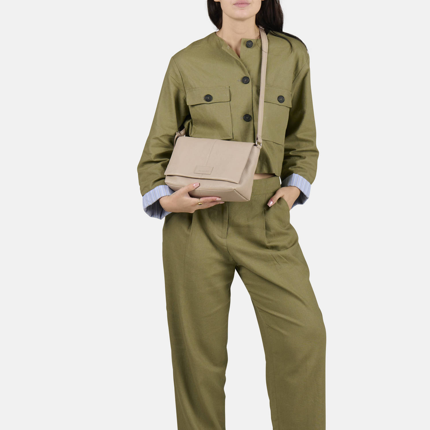 BURKELY leren crossbody tas Soft Skylar beige