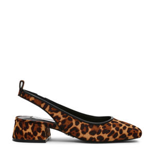 Smitten  leren slingback pumps met panterprint cognac/donkerbruin