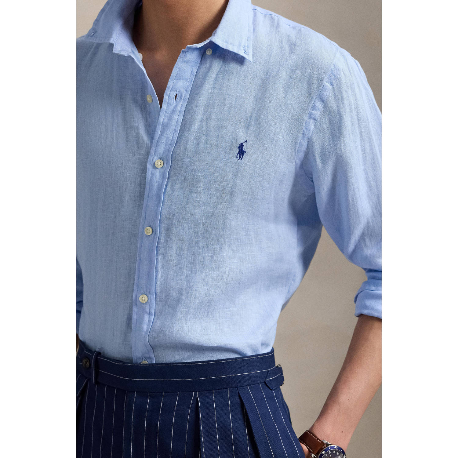 Polo Ralph Lauren Slim fit linnen overhemd met logostitching
