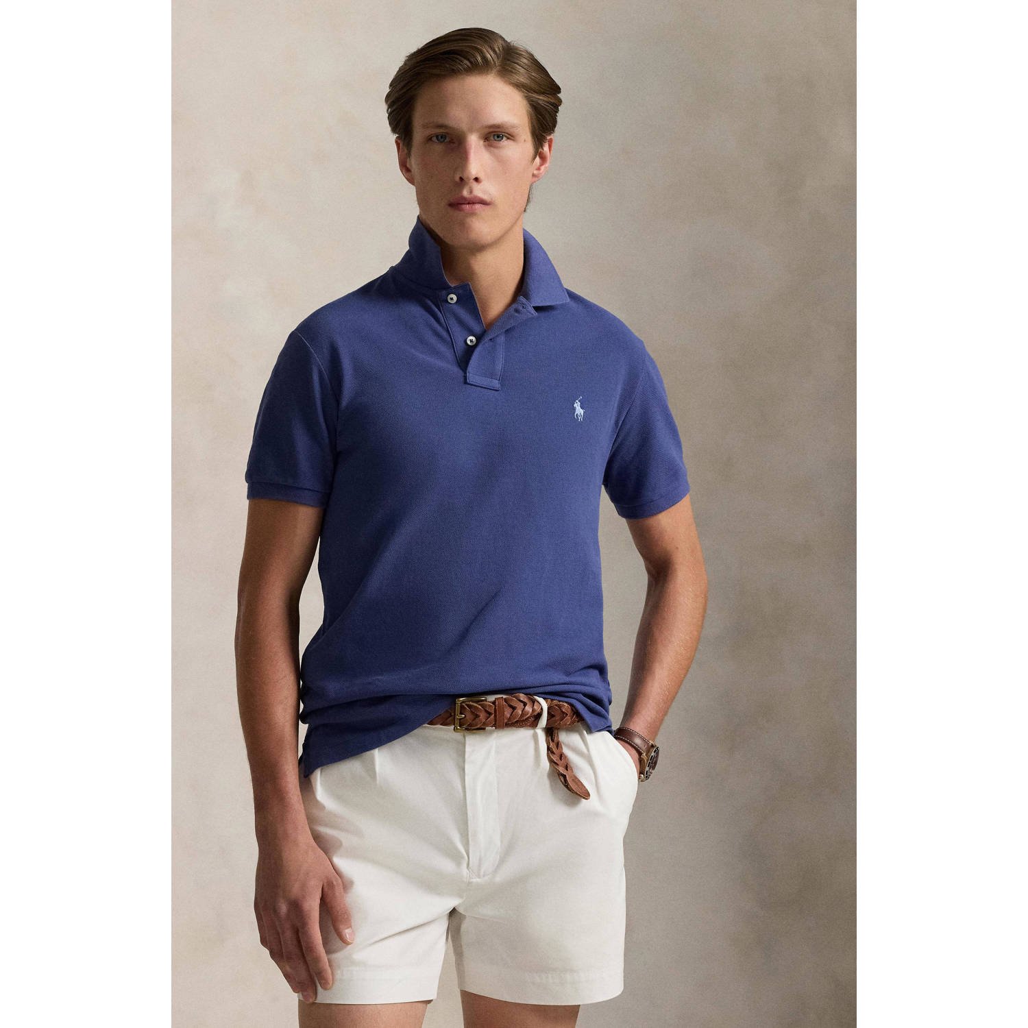 Polo Ralph Lauren Aangepaste Slim Fit Katoen Mesh Polo Blue Heren