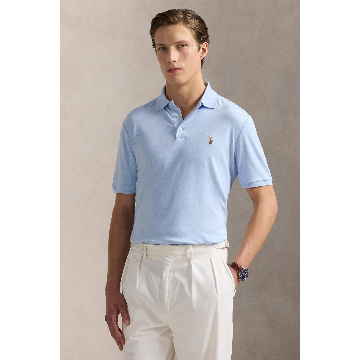 POLO Ralph Lauren slim fit polo met logo lichtblauw