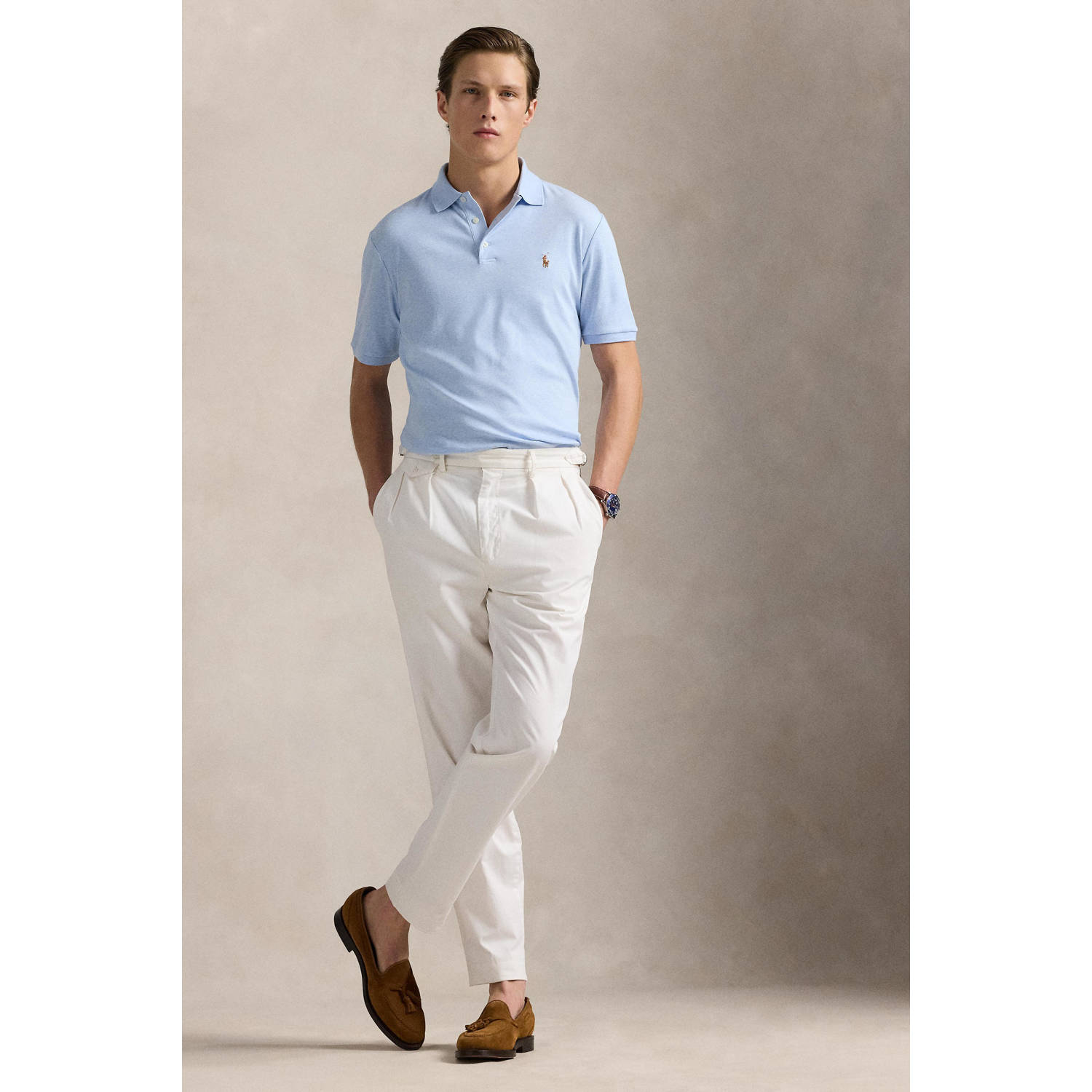 POLO Ralph Lauren slim fit polo met logo lichtblauw