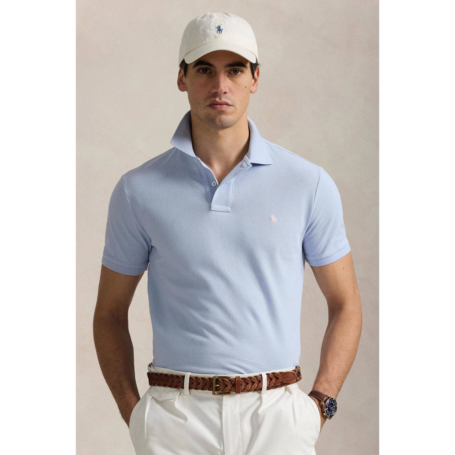 Polo Ralph Lauren Slim-Fit Piqué Polo Gebreid Blue Heren