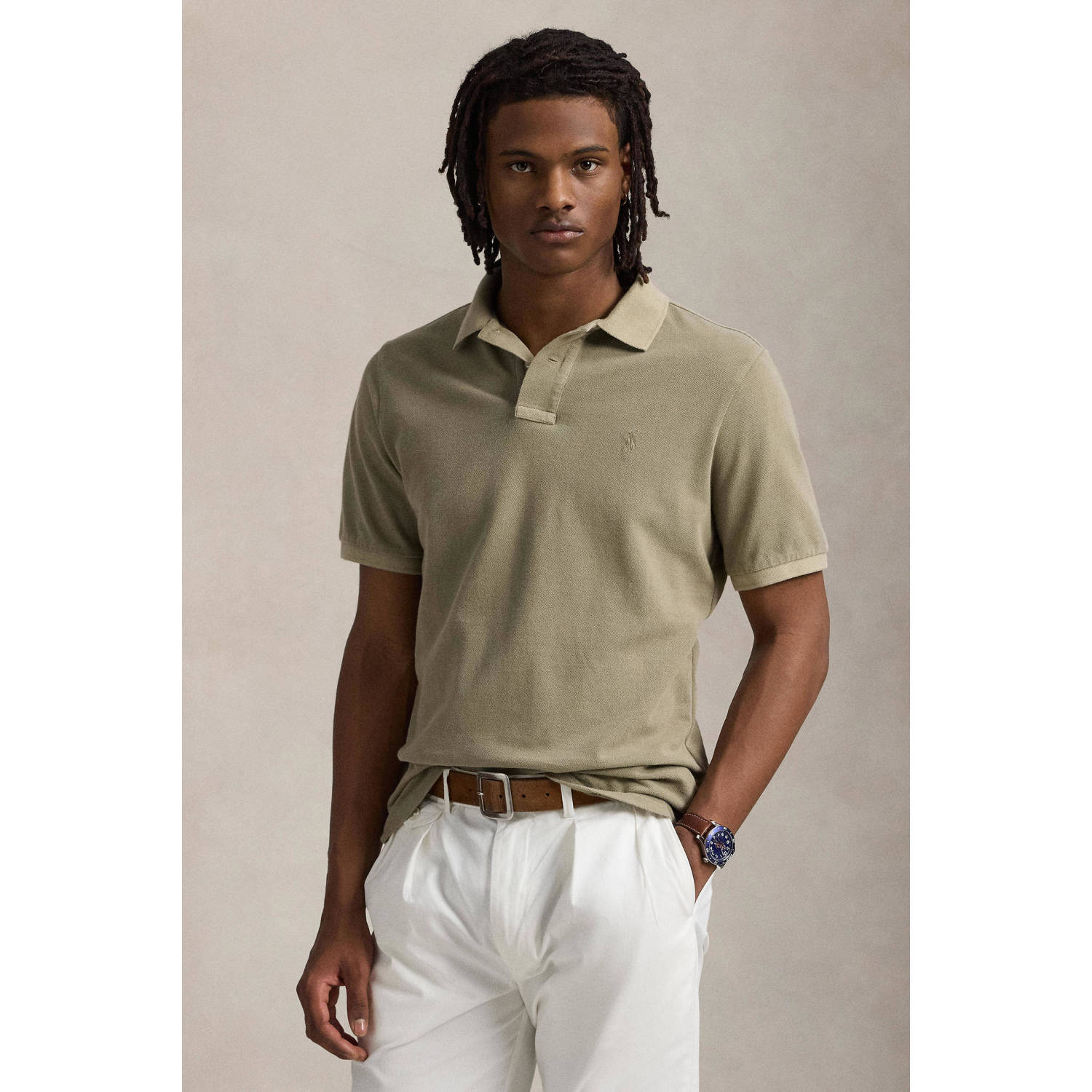 Polo Ralph Lauren Beige Polo Shirt met Pony Borduurwerk Beige Heren
