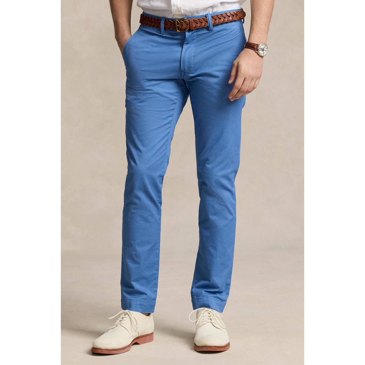 Ralph Lauren Blauwe Katoenen Chino Slim Fit Broek Blue Heren