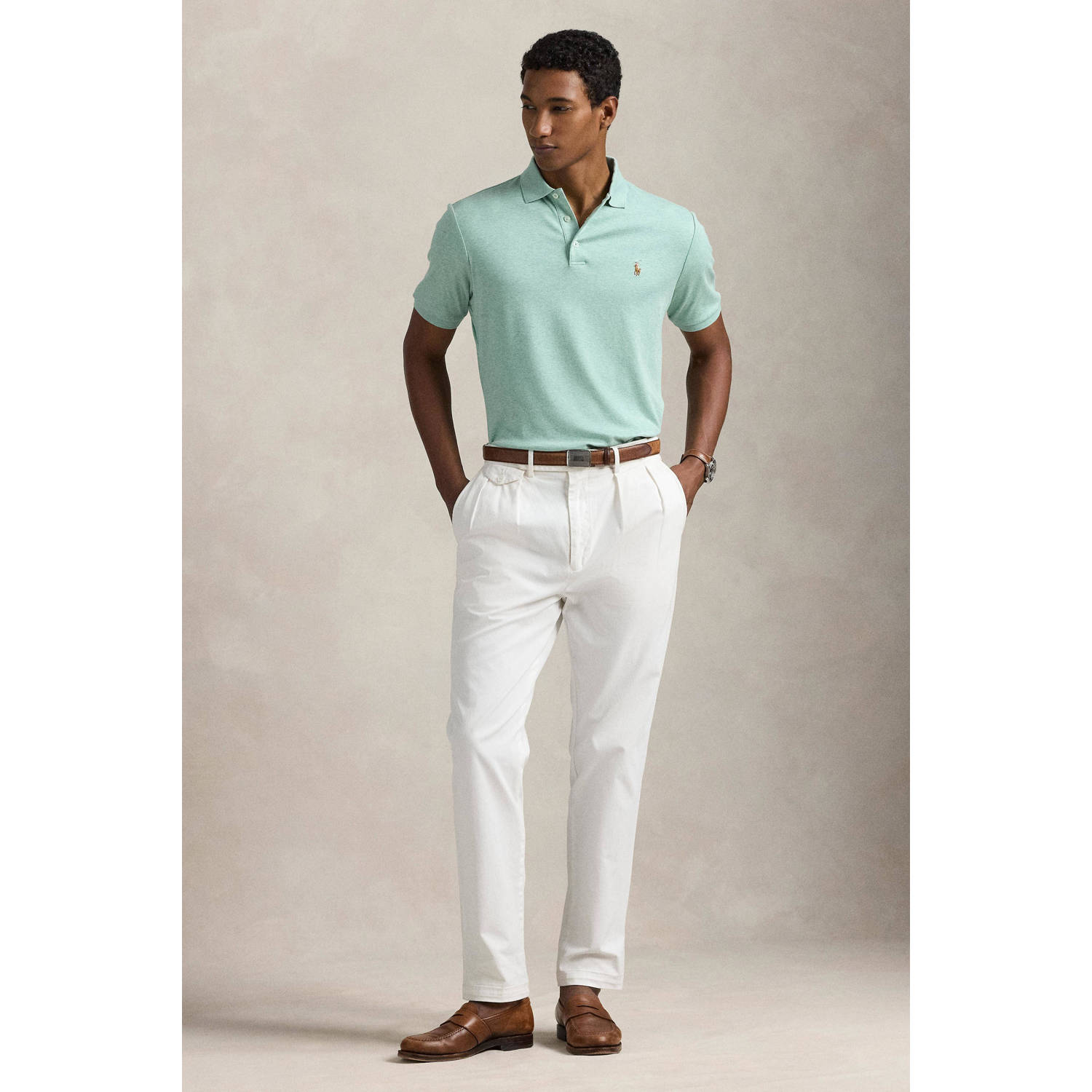 POLO Ralph Lauren slim fit polo met logo mintgroen