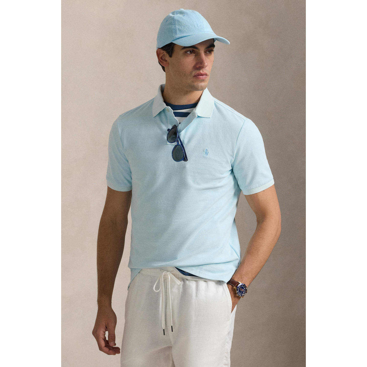 POLO Ralph Lauren slim polo lichtblauw