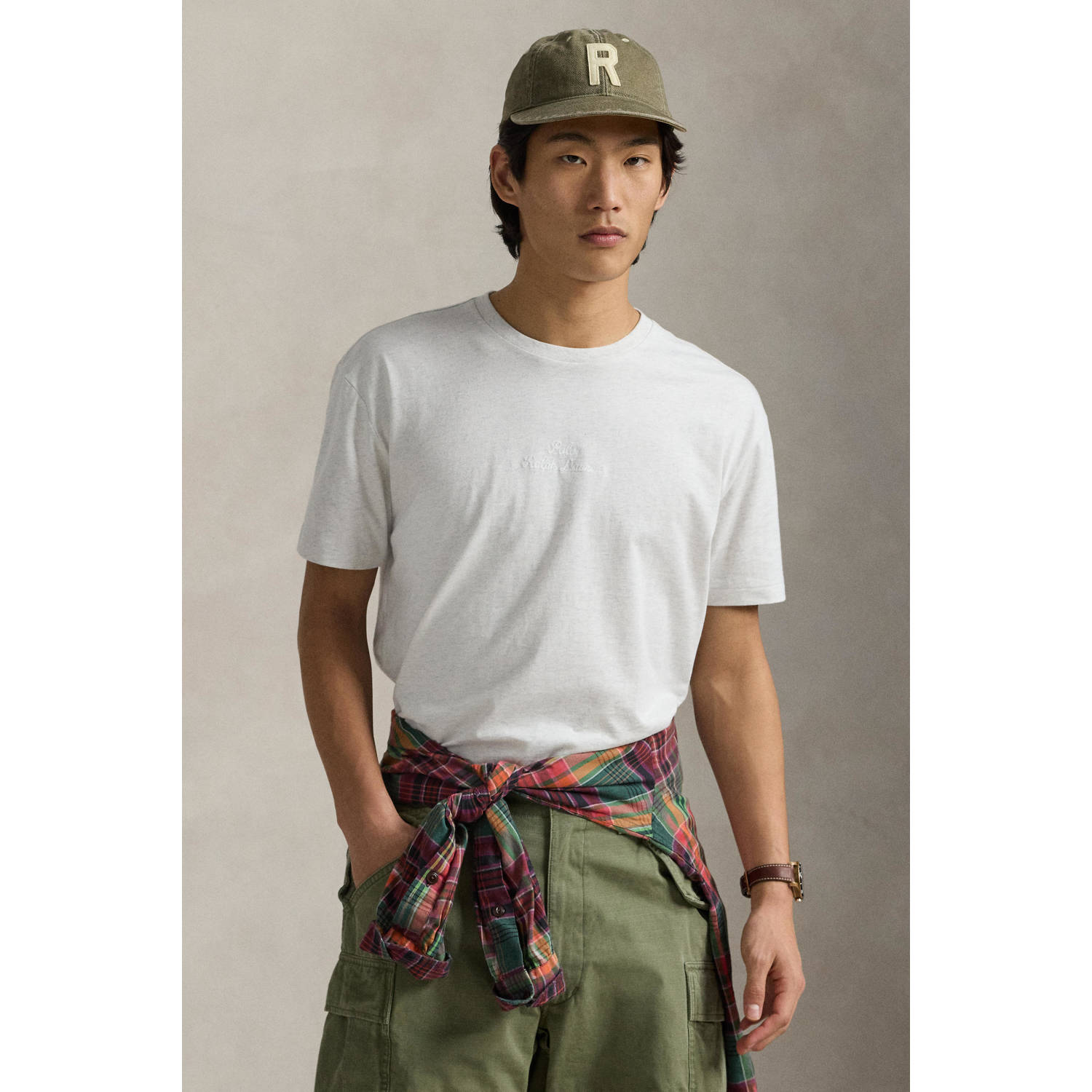 POLO Ralph Lauren slim fit T-shirt met printopdruk lichtgrijs