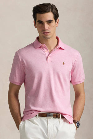 slim fit polo met logo lichtroze