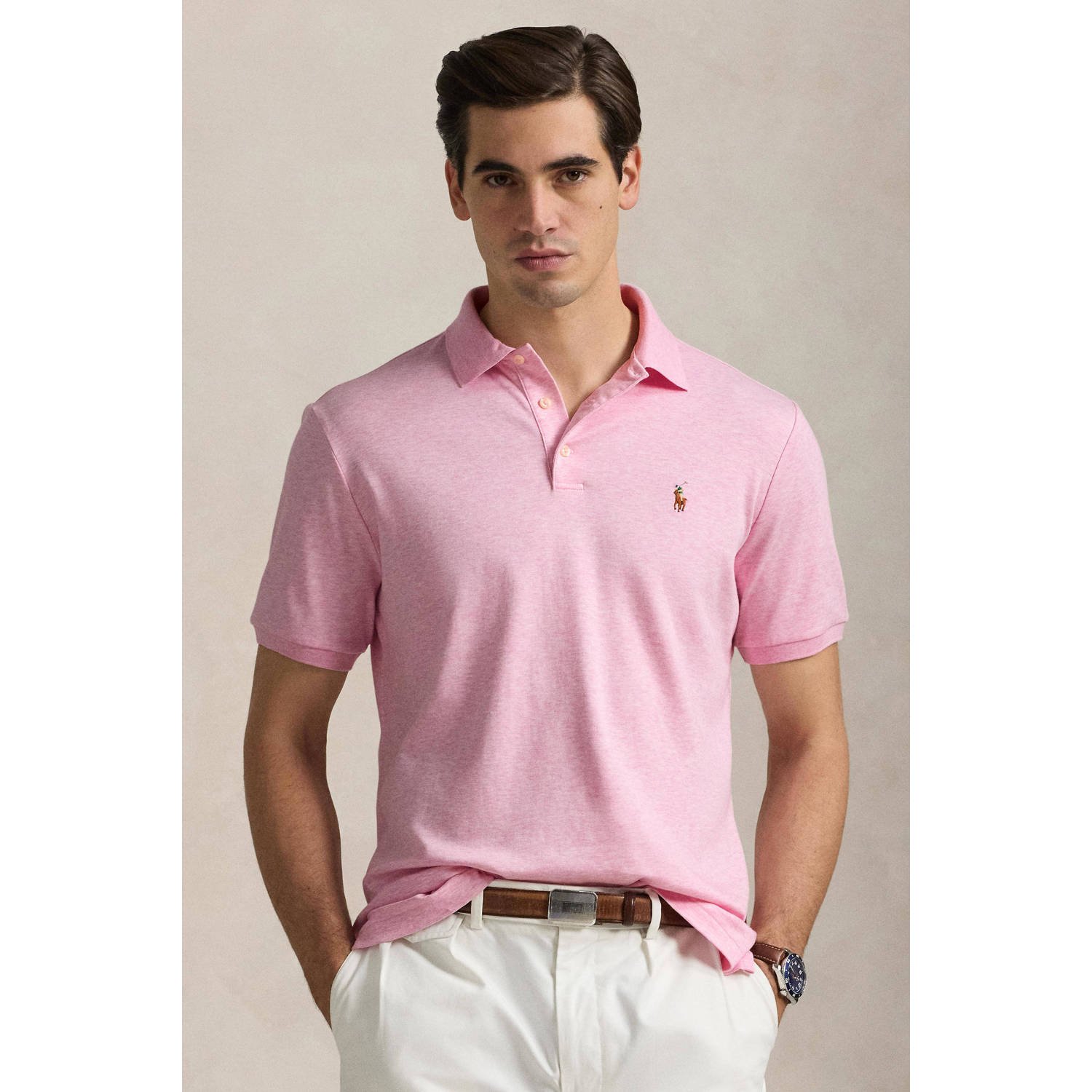POLO Ralph Lauren slim fit polo met logo lichtroze