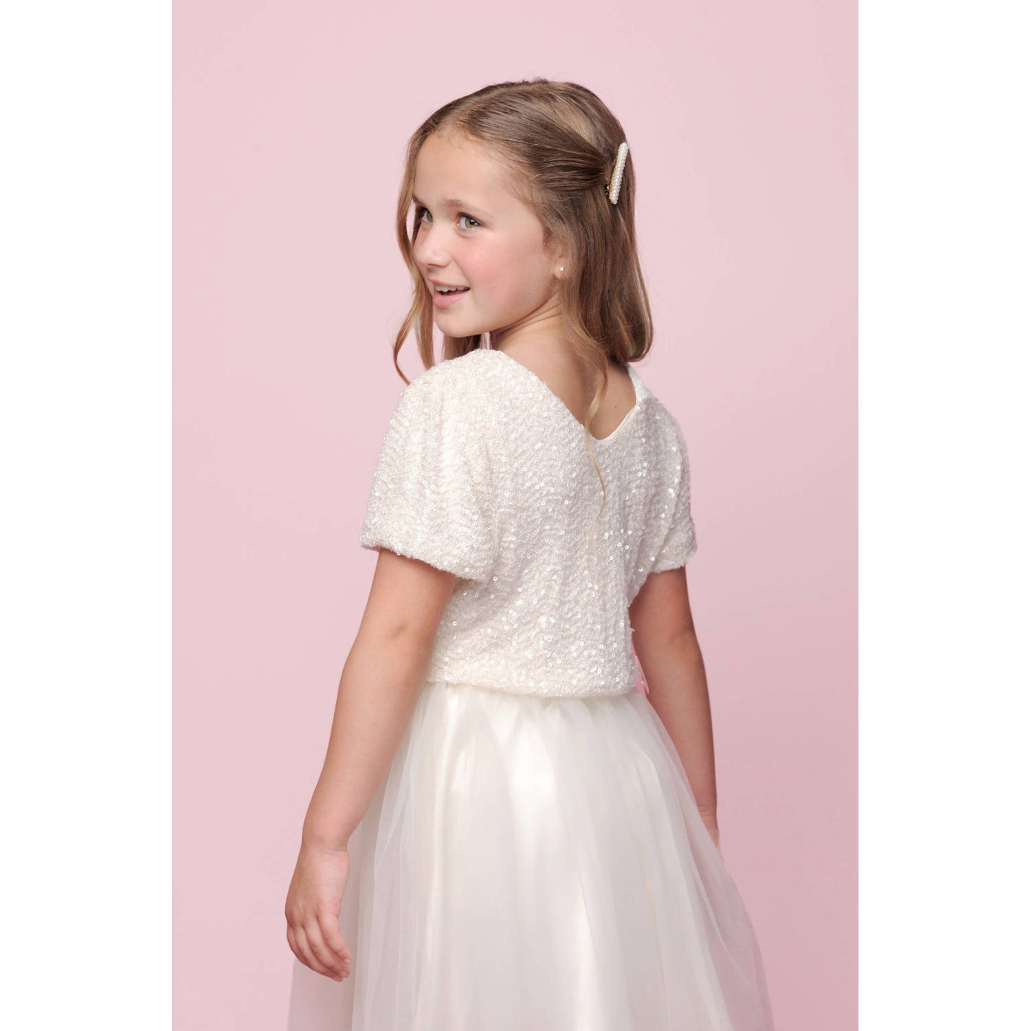 Le Chic top wit met pailletten