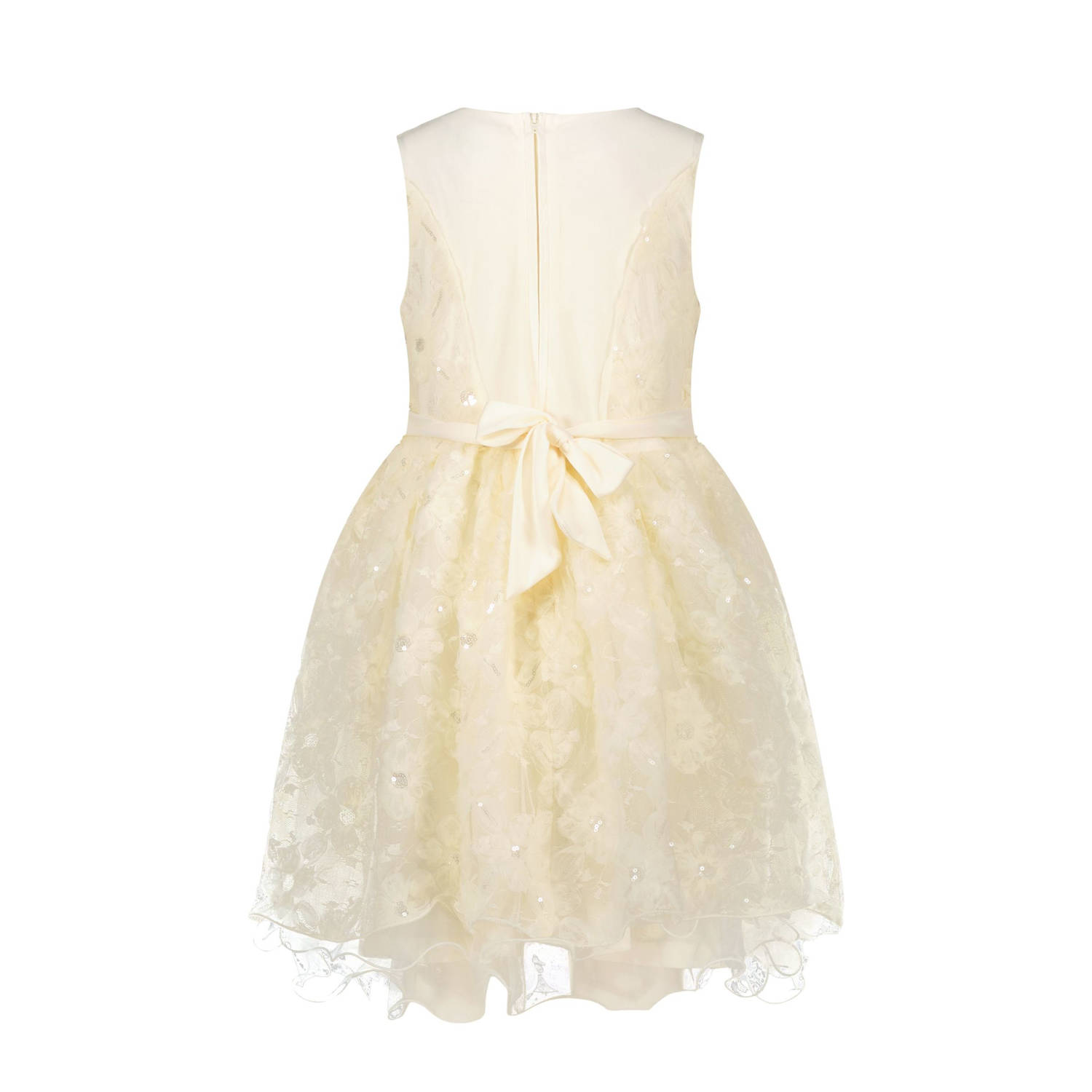 Le Chic korte jurk met pailletten ecru