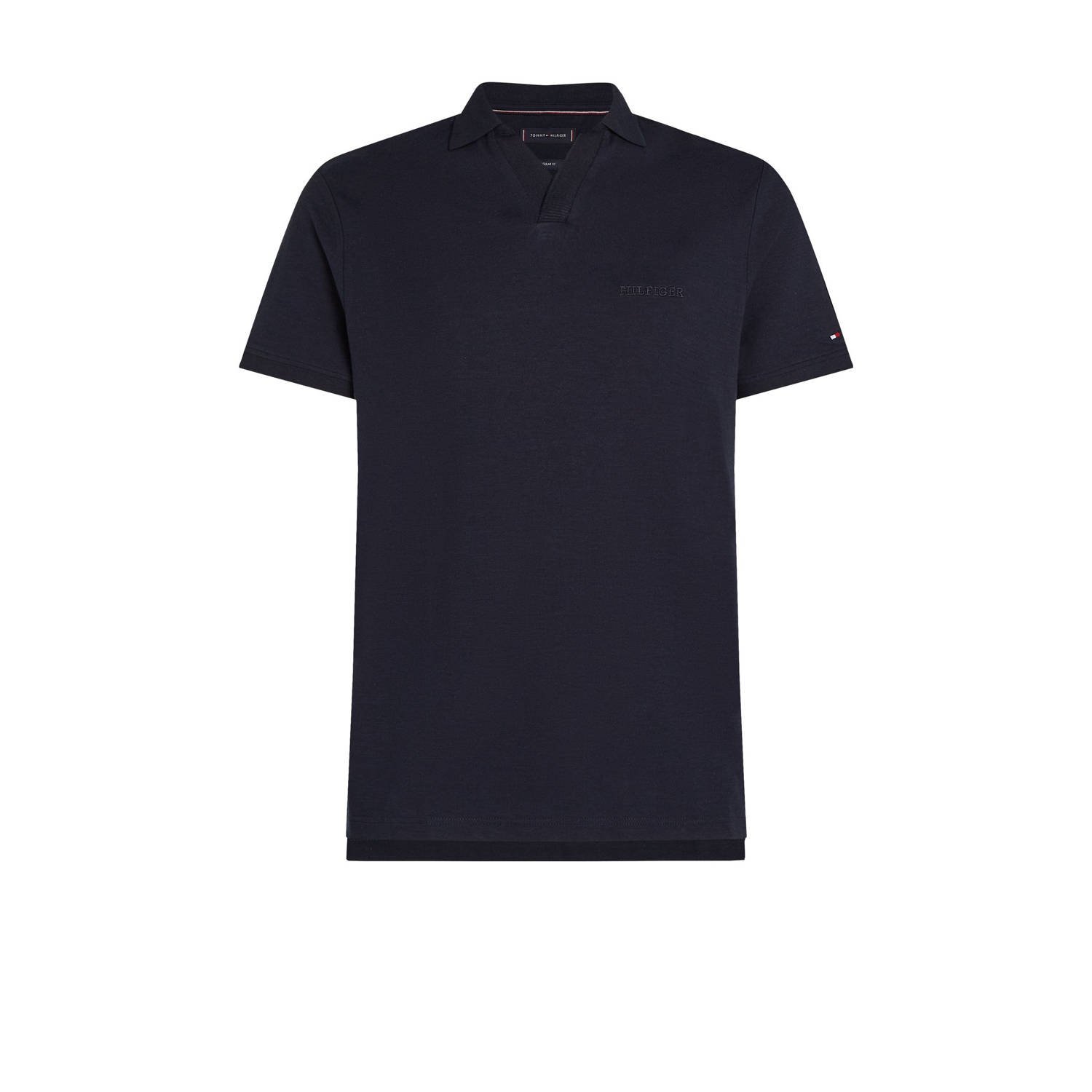 Tommy Hilfiger linnen regular polo donkerblauw