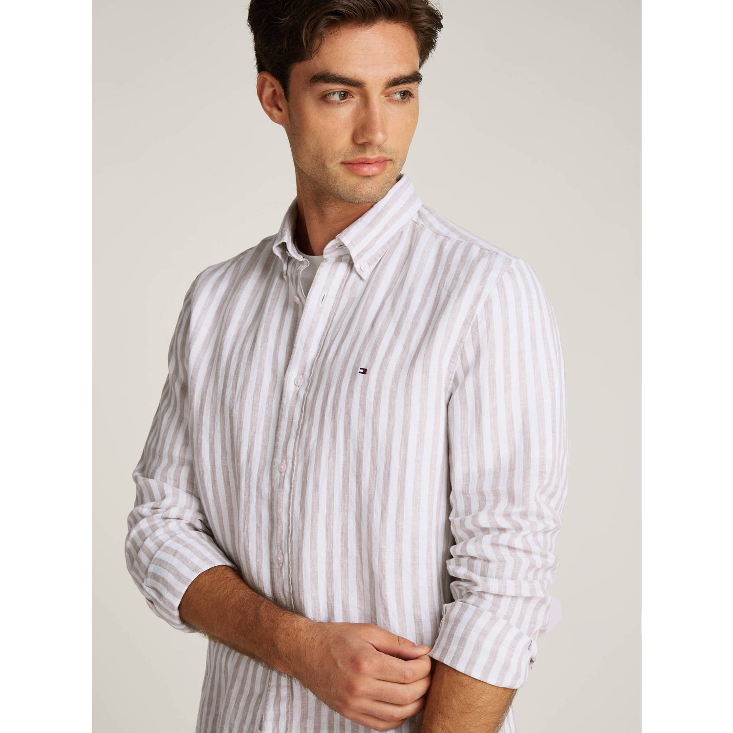 Tommy Hilfiger linnen casual overhemd beige