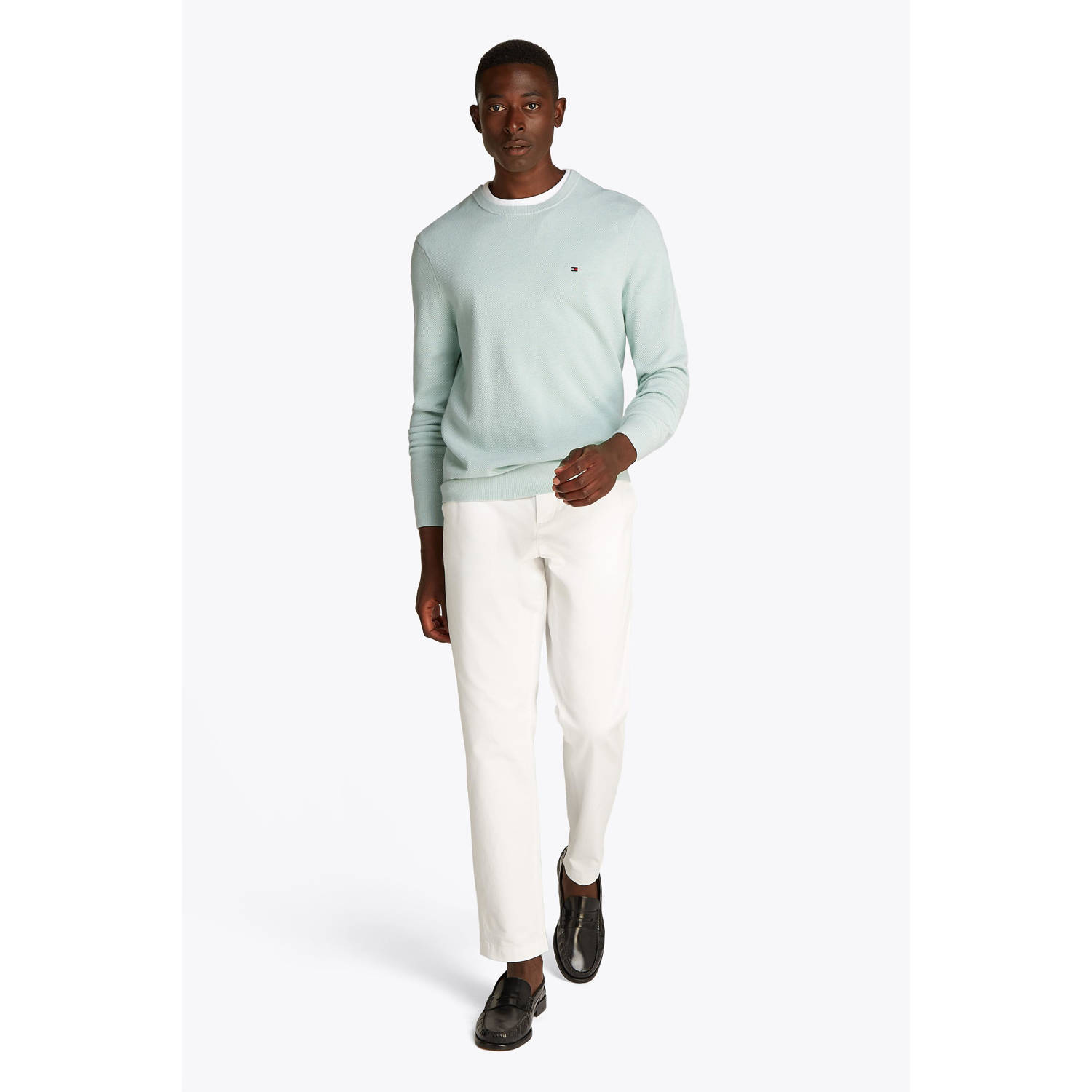 Tommy Hilfiger gebreide trui met textuur mintgroen