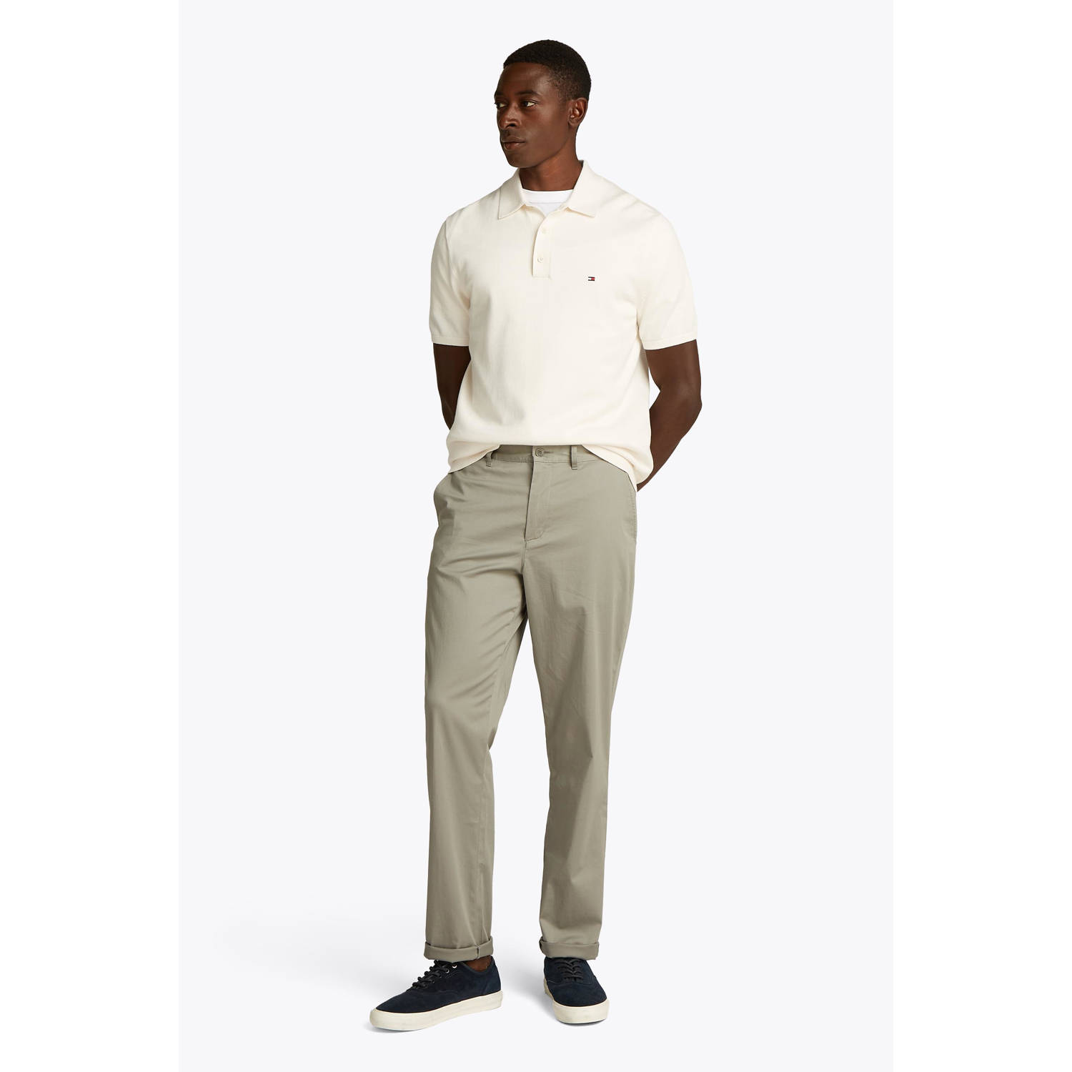 Tommy Hilfiger regular polo gebreid ecru