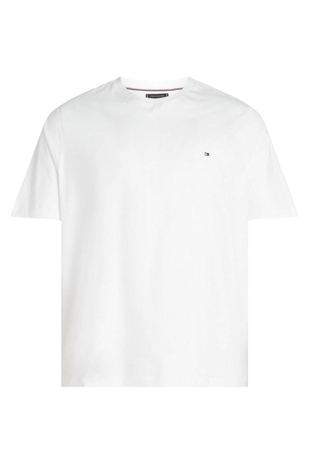 Witte heren Tommy Hilfiger Big & Tall T-shirt van katoen met effen en ronde hals