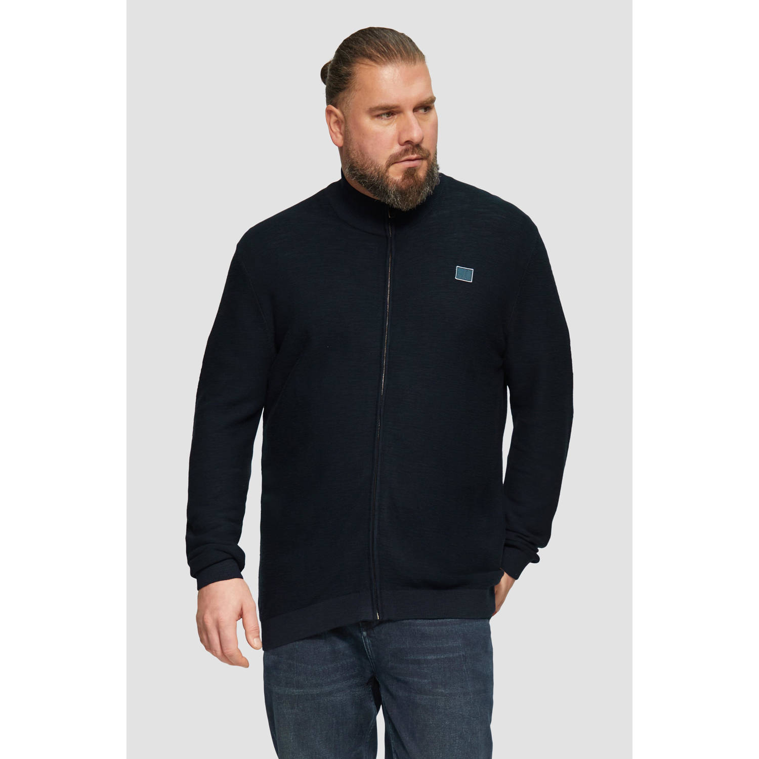 S.Oliver Big Size vest donkerblauw gebreid