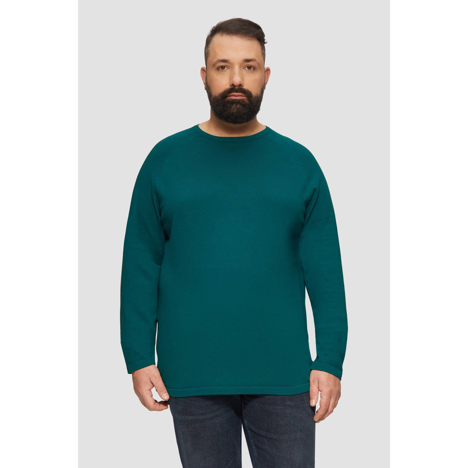 S.Oliver Big Size pullover petrol fijn gebreid