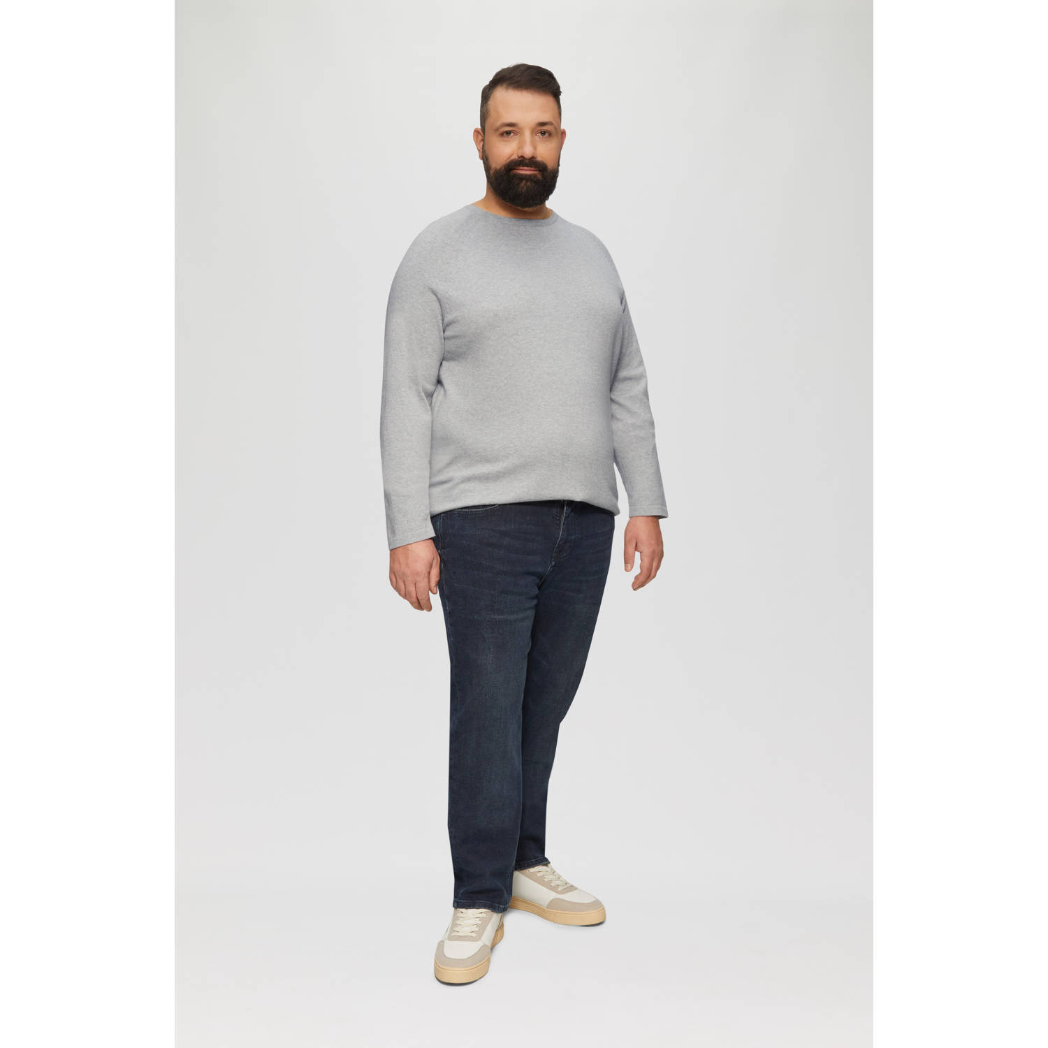 s.Oliver Big Size pullover grijs fijn gebreid
