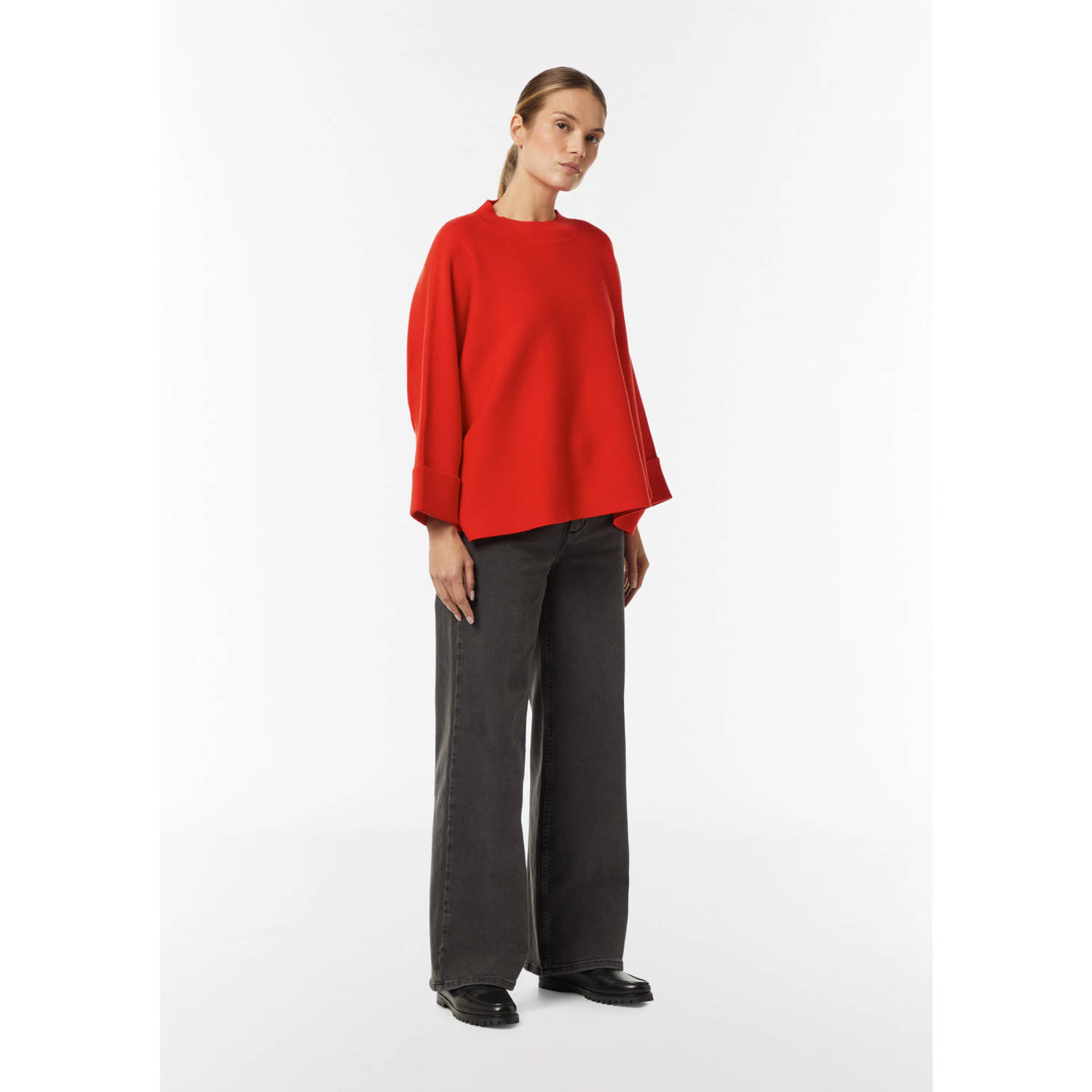 comma gebreide poncho rood