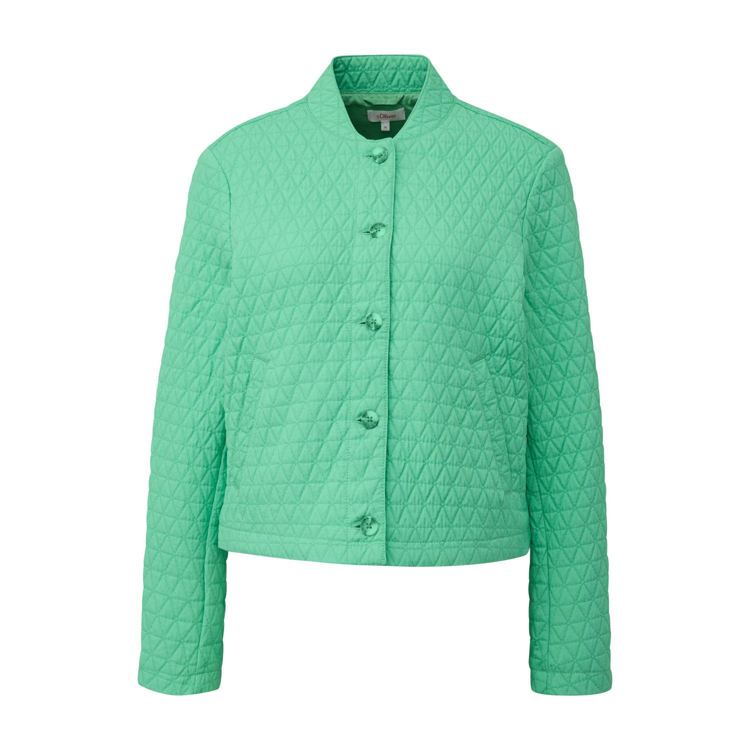 S.Oliver Stijlvolle Blouson Jas met Opstaande Kraag Green Dames