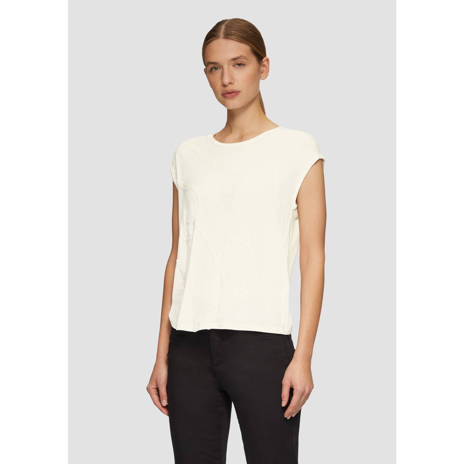 S.Oliver BLACK LABEL t-shirt ecru met pailletten