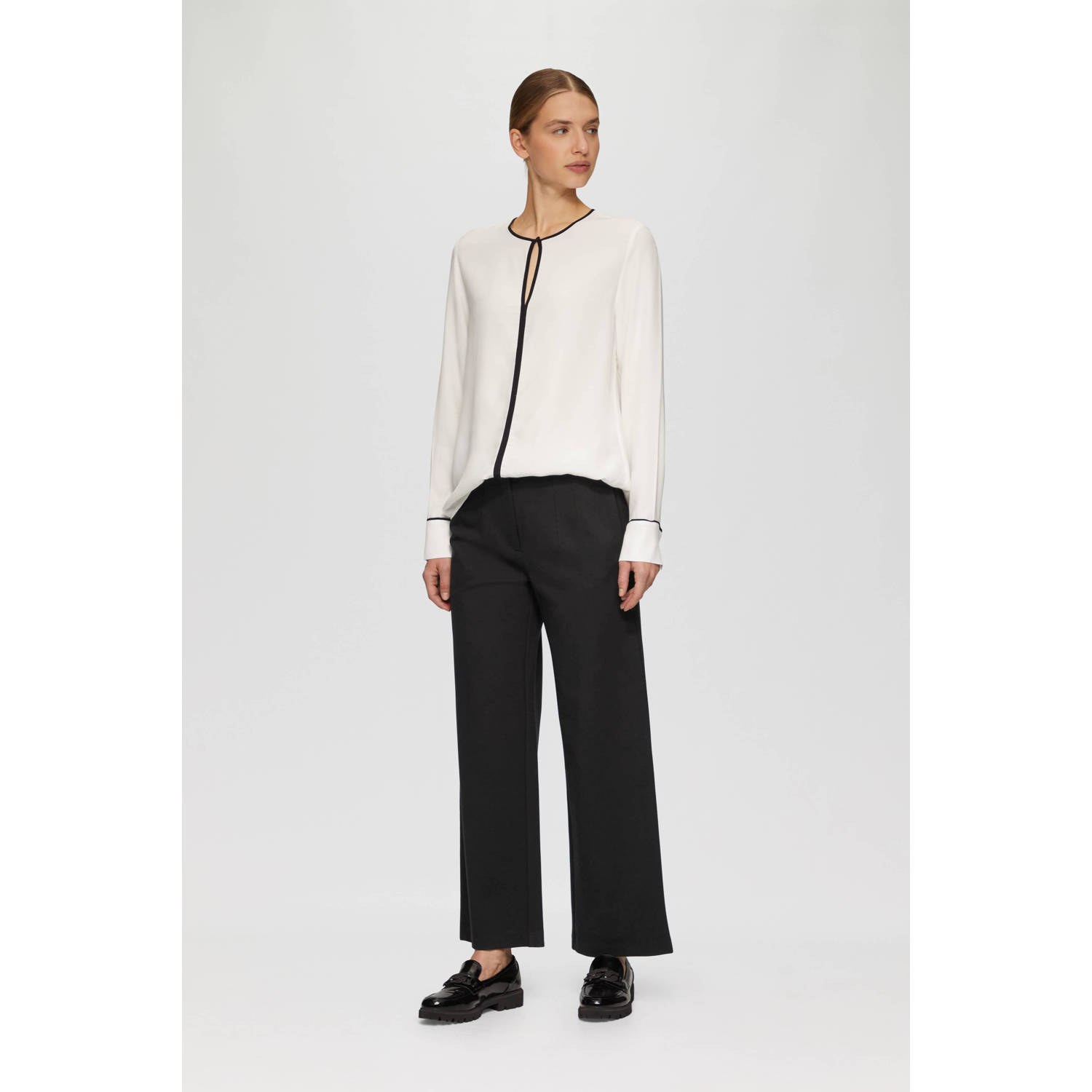 s.Oliver BLACK LABEL wide leg regular waist broek zwart