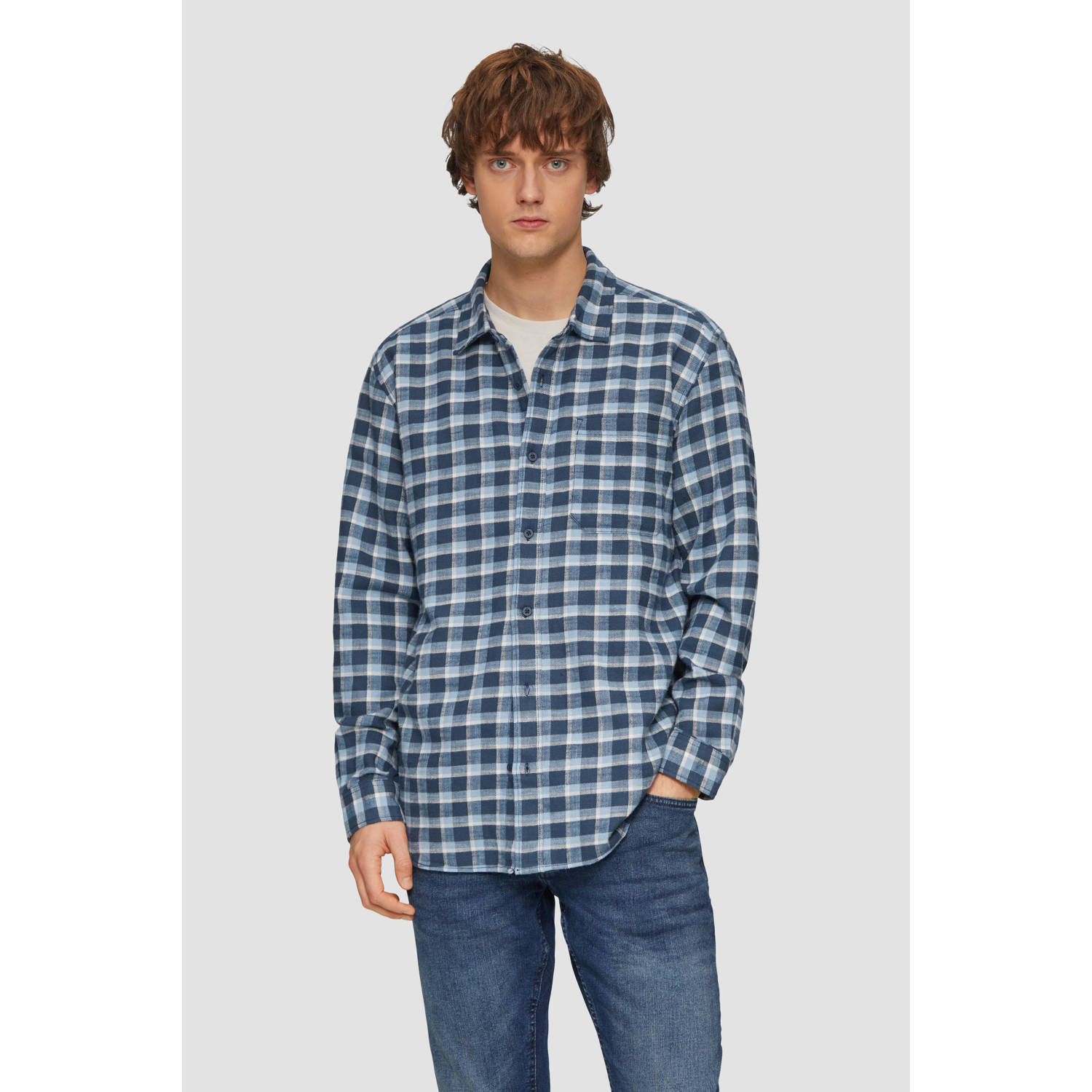 Q S by s.Oliver casual overhemd blauw
