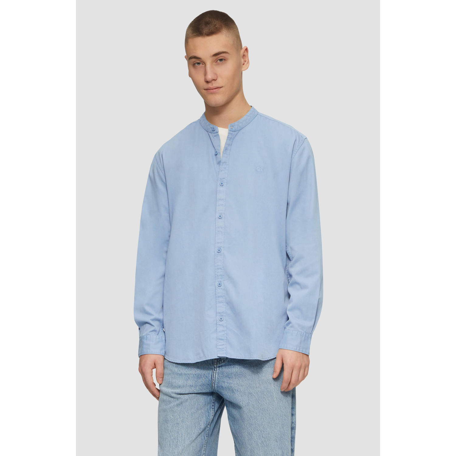 Q S by s.Oliver casual overhemd lichtblauw