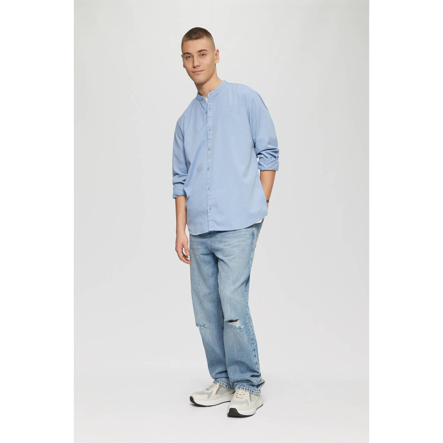 Q S by s.Oliver casual overhemd lichtblauw