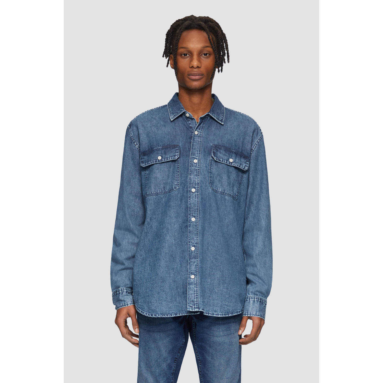Q S by s.Oliver casual overhemd blauw