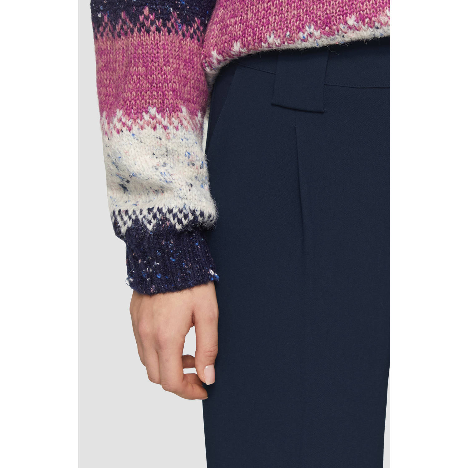 Q S by s.Oliver wide leg regular waist pantalon donkerblauw
