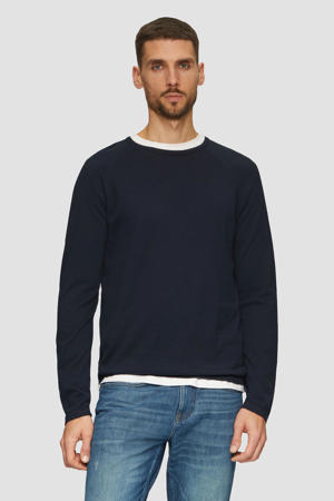 trui donkerblauw fijn gebreid