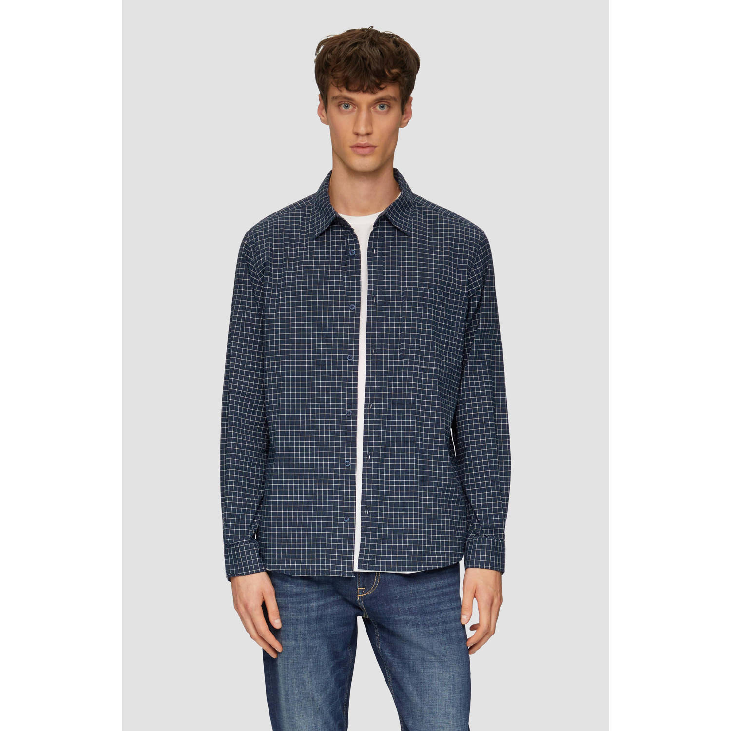 S.Oliver casual overhemd donkerblauw