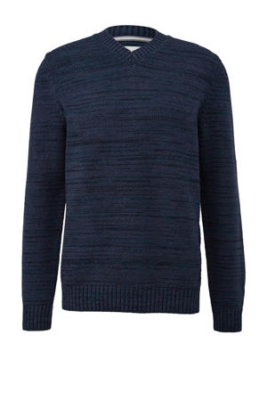 gebreide trui donkerblauw fijn gebreid